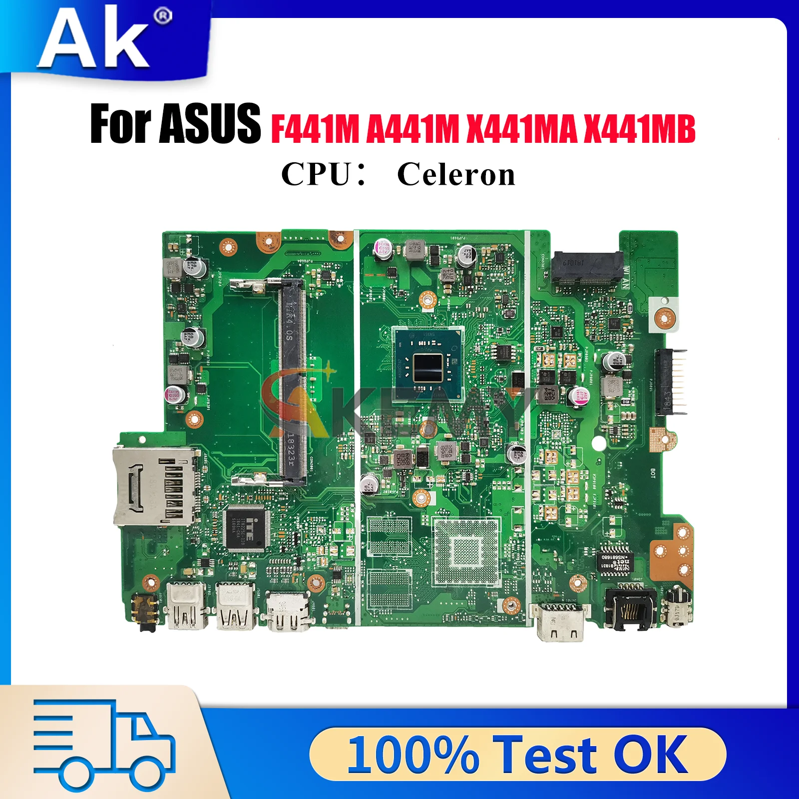 

X441MA Материнская плата для ноутбука ASUS VivoBook X441MB A441M F441M X441M X441MA X441MAR Материнская плата с процессором Celeron 100% tests OK stk
