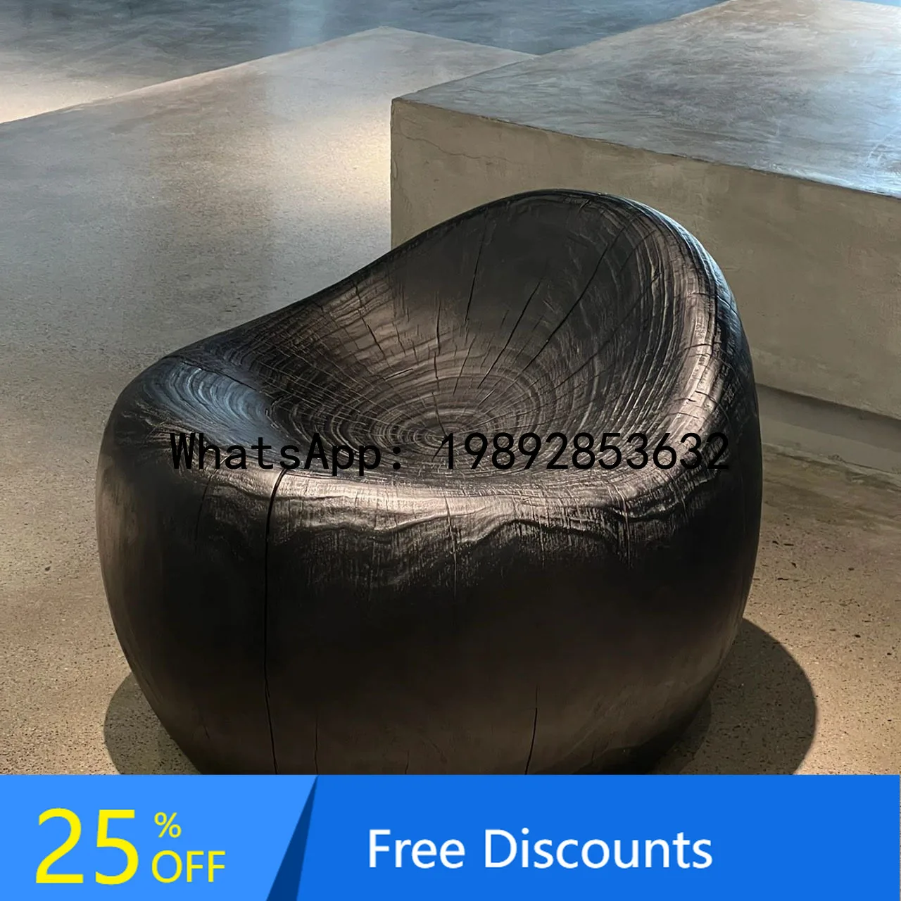 Wooden Stump Root Carving Carbonized Black Wabi-Sabi Style Ornament Natural Wood Stool Leisure Chair Sofa