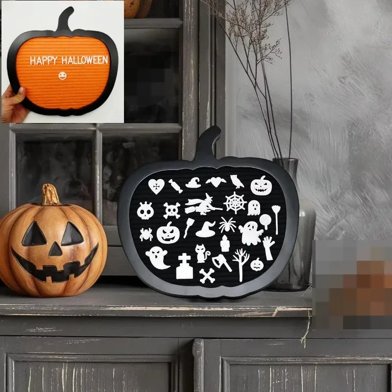wooden pumpkin felt message board photo frame display stand, diy letter drawing commemorative board for family decor custom logo