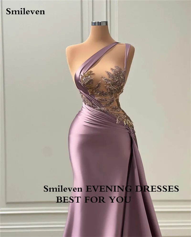 Smileven frisado roxo sereia Prom vestidos vestidos de noite sem mangas Arábia Saudita simples casamento vestido 2023 personalizado