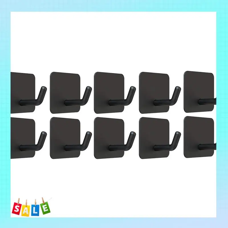

A56X 10PCS Stainless Steel Adhesive Hook Self Adhesive Wall Hooks Hanger Heavy Duty Storage Holder Stick On Towel Hooks