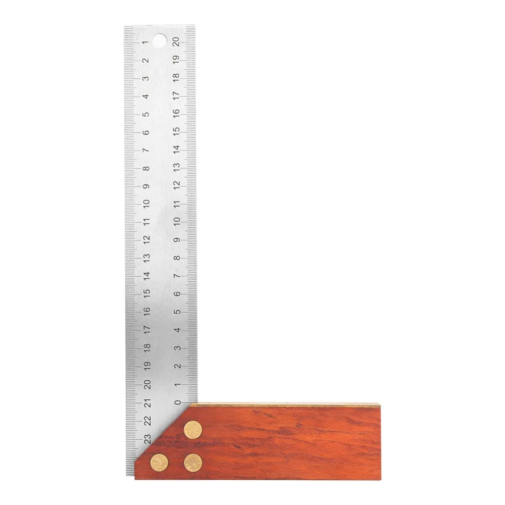 250mm Length Right Angle Ruler Multi Function Design Thickened Structure Engineer Must-Have Tool Silver Red Color