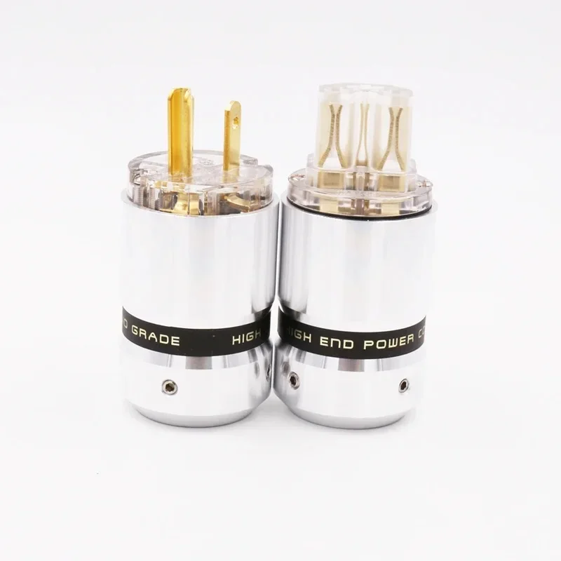 High Quality Aluminum 24K Gold Plated Schuko Power Connector IEC Female Plug for Audio Power Cable 10mm - 21mm