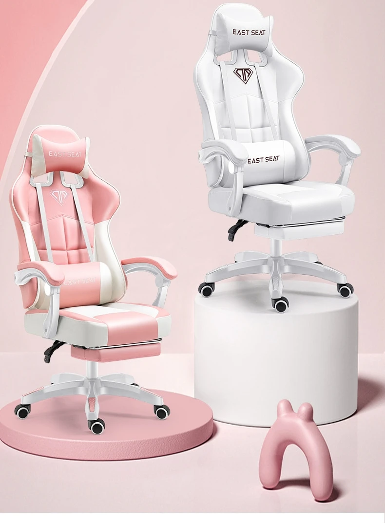 

Pink gaming grils live gamer chair,Lifting Adjustable Swivel computer chair White office chair,bedroom home furniture