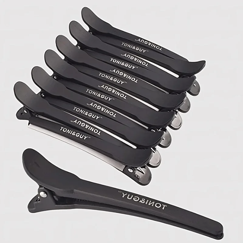12Pcs Hairdressing Hair Clip Salon Alligator Hair Clips Plastic Black Non-Slip Clamps Salon Hair Care Styling Tools