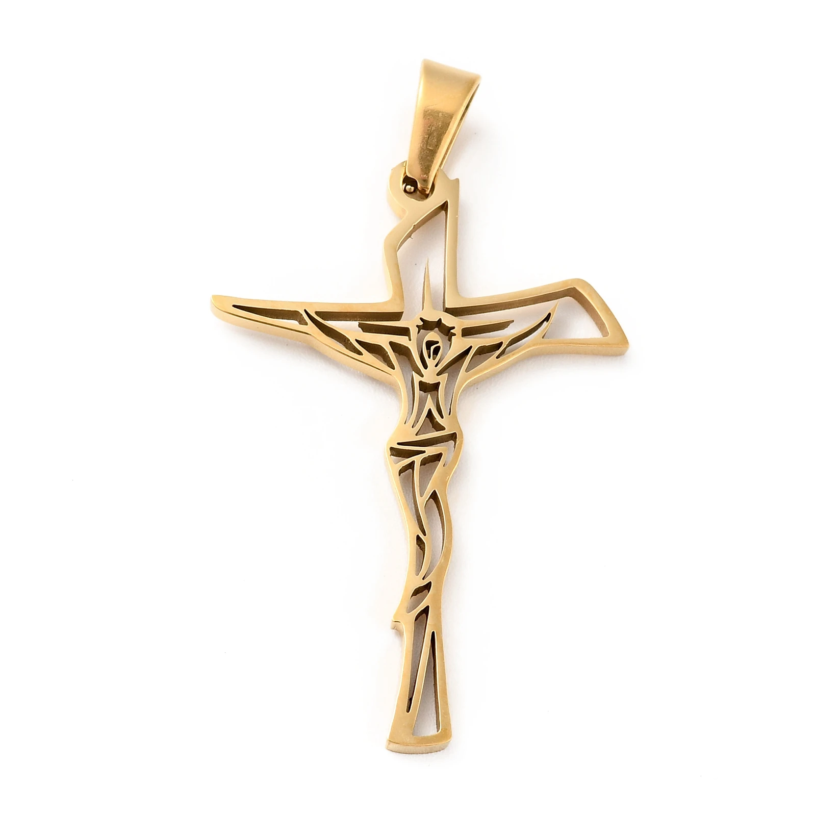 Pandahall 5Pcs Crucifix Cross Shape Stainless Steel Pendants Religion Metal Charms Foe Necklace Bracelet Jewelry Making Gift