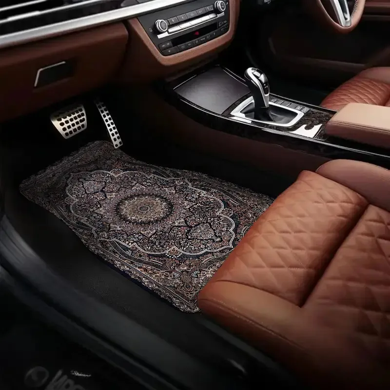 Set Of 4 Universal Retro Moroccan Style Car Mats, Suitable For Front And Rear Seat Protection In All Vehicles, Fashionable And D