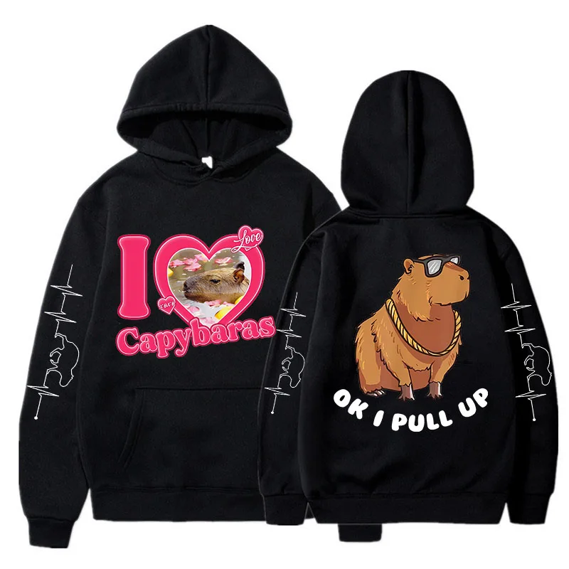 

Capybara Fashion Mange Cute Sweatshirt Harajuku Gothic Korean Style Streetwear Cartoon Capibara Y2k Hoodies Animal Funny Clothes