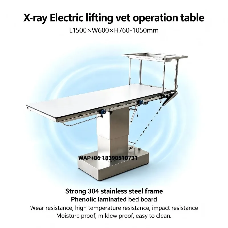 EUR PET Veterinary Equipment Inspection Bench 304 Stainless Steel Hydraulic Height Adjustable with Top Tray for Pets