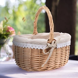 Picnic Basket Storage Box Easter Manual Exquisite Art Gift Decoration Wicker Large Capacity With Handle Liner Baskets