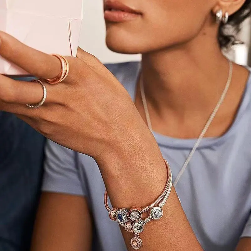 2026 Hot selling S925 sterling silver crown snake bone bracelet, suitable for original DlY bracelet, women's fashion jewelry