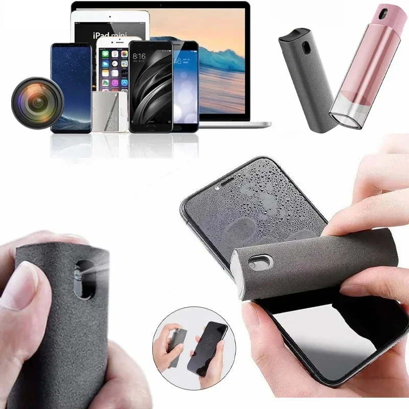 Screen Cleaner Spray para Celular, 2 em 1, Ferramenta Removedor de Poeira, Pano de Microfibra para iPhone, Xiaomi, Computador, Limpeza