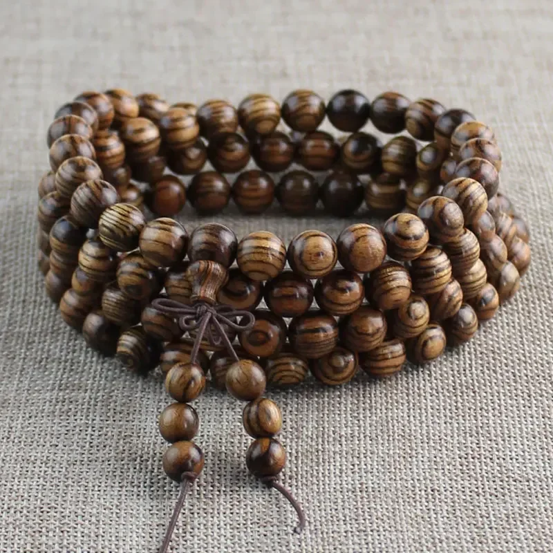 Good Tiger Skin Sandalwood Tabby Smooth Pattern High-Density Boutique 108 South American Rosewood Beads Mala