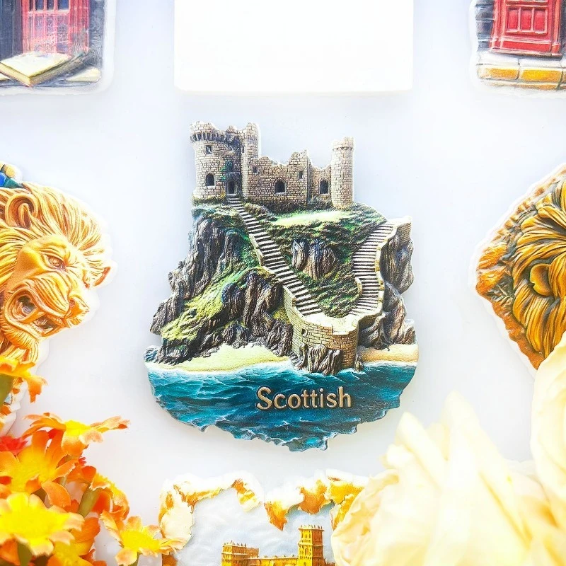 Scotland Castle Fridge Magnet - Majestic 3D Coastal Staircase Souvenir Unique Highland Gift for Travel & Historic Home Decor