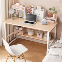 Sturdy Room Students Study Table Wide Desktop Rounded Corners Office Computer Desk With Storage Layer Simple Home Gaming Desk