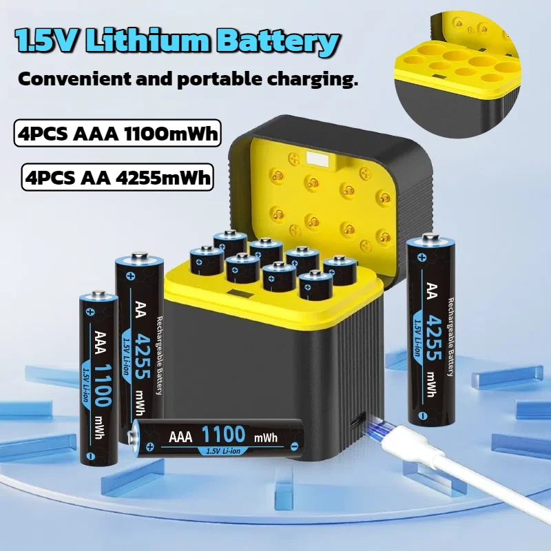 

1.5V AA 2850mAh/AAA 733mAh Rechargeable Batteries Long-Lasting for Toy Doorbell Blood Pressure Monitor Mouse Remote