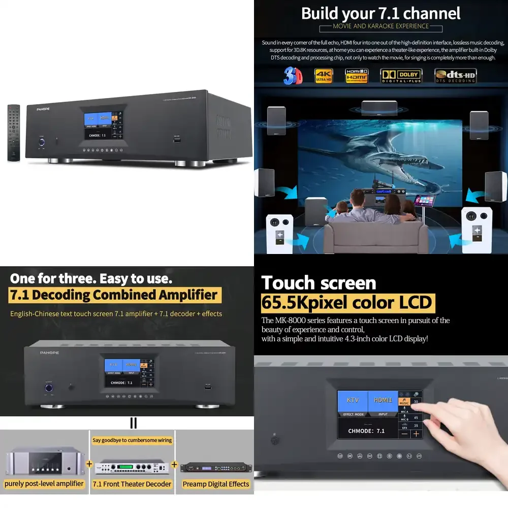 

7.1 Home Theater Systems Power Amplifier 3D/8K DTS Digital HD KTV Karaoke Audio Av Receiver Sound Amplifier