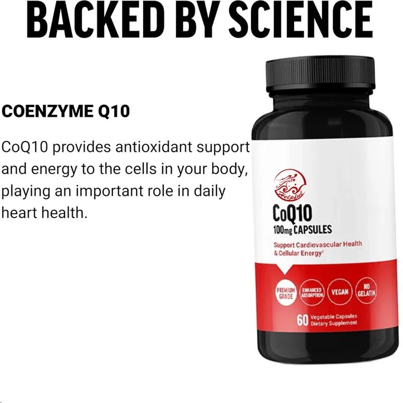 Coenzyme Q10 100mg, Coenzyme Q10 for Heart Health, Vegetarian, Dairy Free, Gluten Free, Non GMO, 60 Capsules of Vegetables