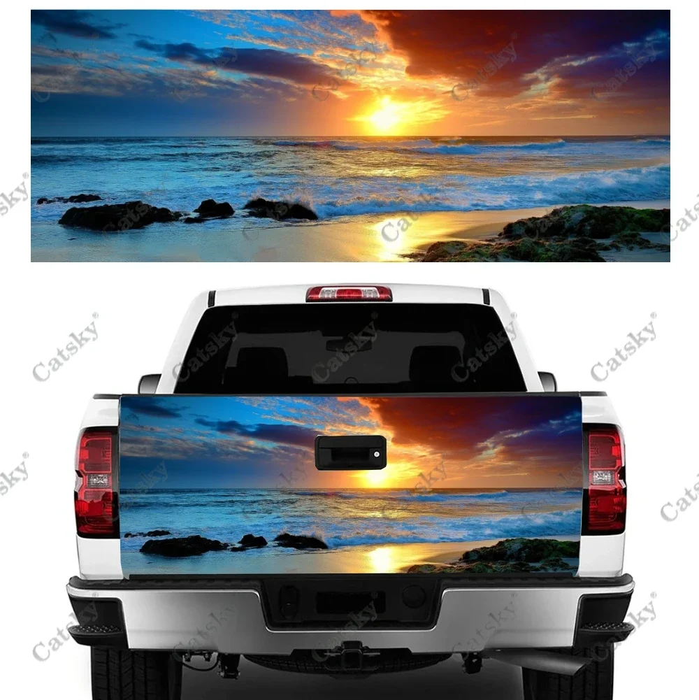 

Wave beach sunset Car sticker rear car rear appearance modification package suitable for car truck sticker