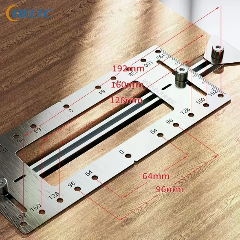 1PCS Boring Hole Locator Door Knob Installation Jig Adjustable Stainless Steel Punch Locator Portable Woodworking Accessories