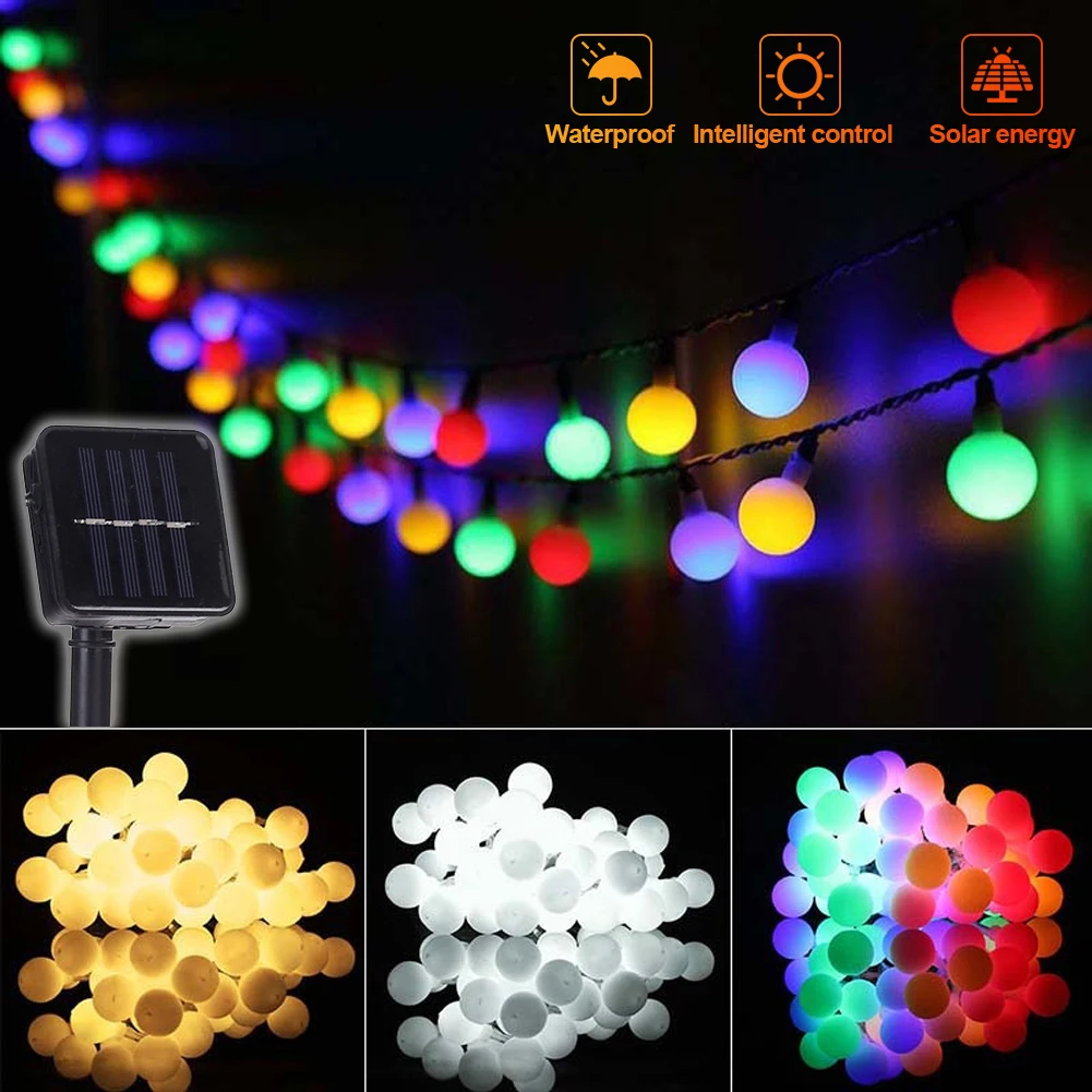 100/50/20leds 12m broušené sklo bál solární lehký outdoorové IP65 vodotěsný laso víla lamp solární sad girland vánoce dekorace