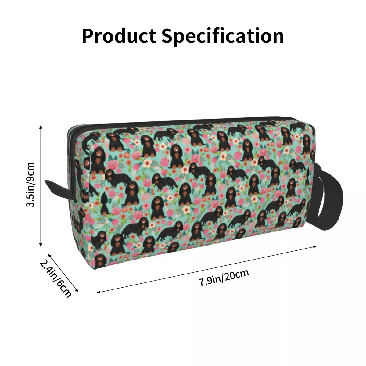 Custom Cavalier King Charles Spaniel Dog Floral Toiletry Bag Women Cosmetic Makeup Organizer Lady Beauty Storage Dopp Kit Case