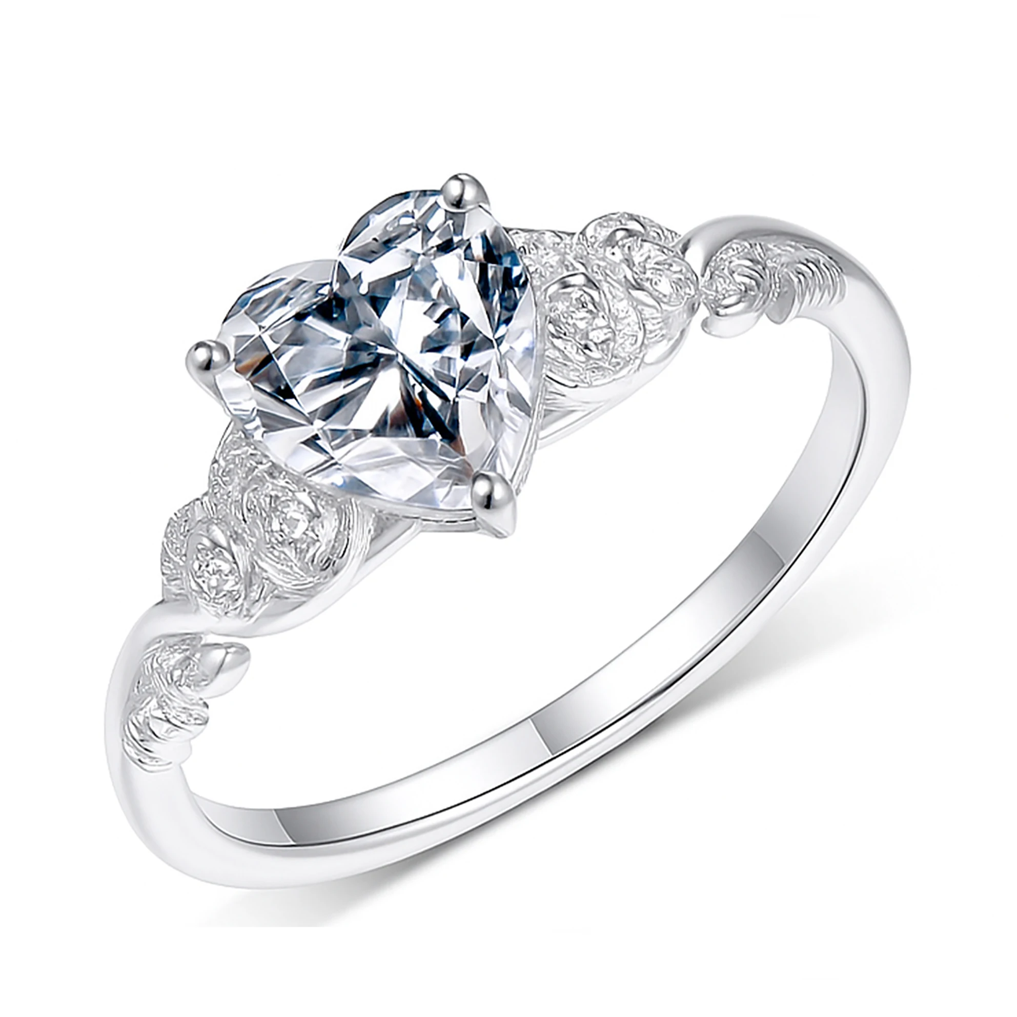 

Heart Shape Moissanite Ring For Women 1CT D Color VVS1 S925 Silver Romantic Engagement Wedding Band Jewelry Gift LMR0163