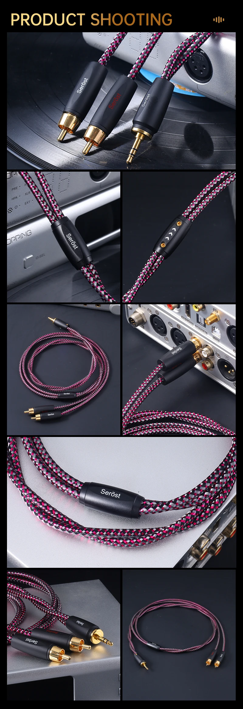 Serost Moon HiFi-Audiokabel Typ-C DAC 3,5mm 4,4mm 6,5mm Stereo zu Dual-RCA-Buchse für Musikplayer, Verstärker, Lautsprecher - OCC-Kabel – Detail 9