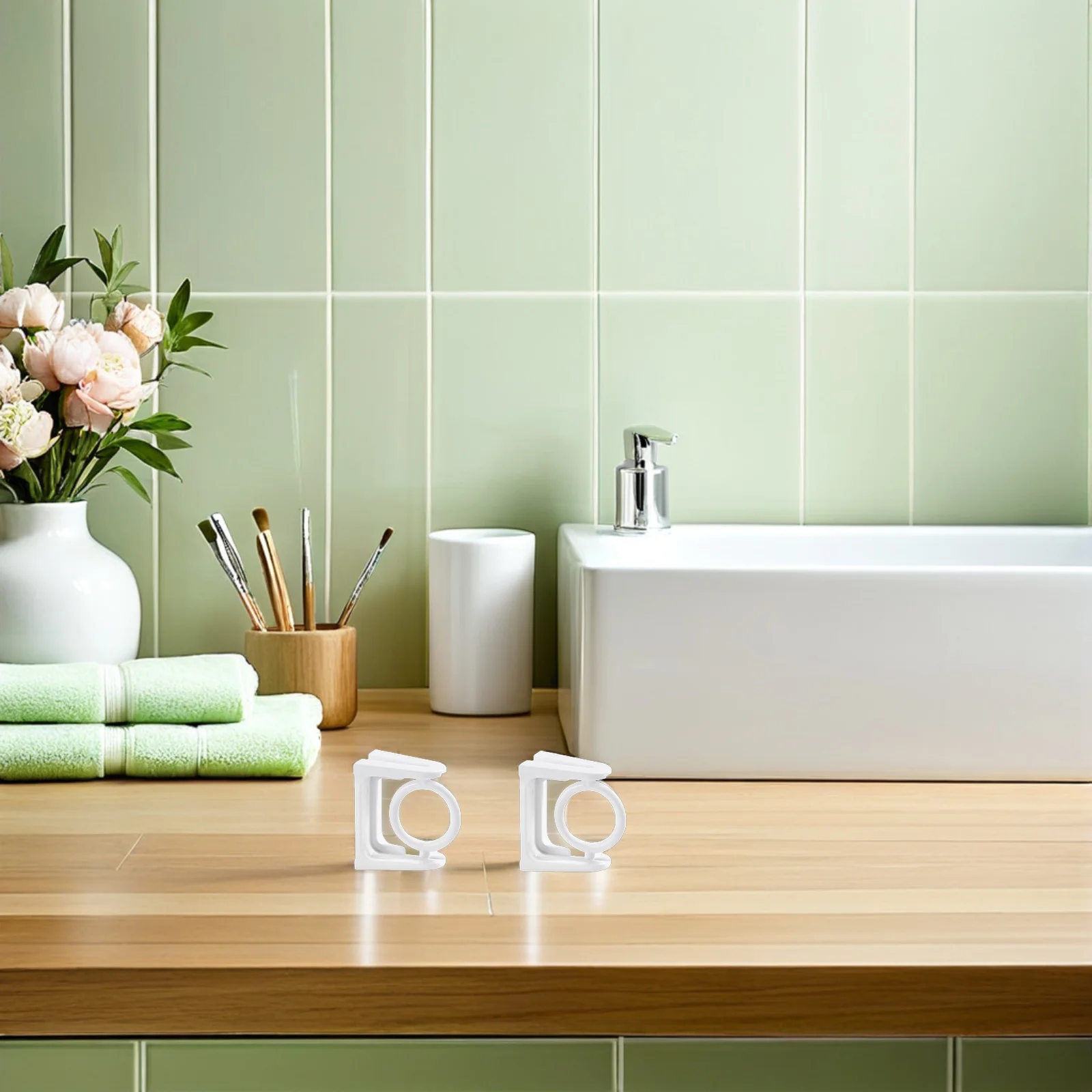 

6pcs Rotatable Towel Rod Holder No-Drill Adhesive Wall Mount Bathroom Hanging Pole Dual-Use Flat Corner Rack Shower Curtain