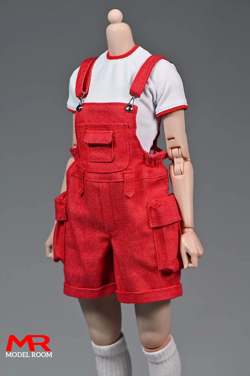 1/6 Scale Female Cowboy Workwear Overalls Shorts Clothes Model Fit 12\'\' Worldbox AT201 Soldier Action Figure Body Dolls