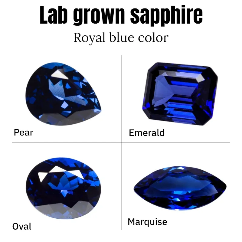 

Sapphire Lab Grown Gemstone Royal Blue Color VVS1 for DIY Charms Jewelry Making Materials Certificate Multiple shapes to choose