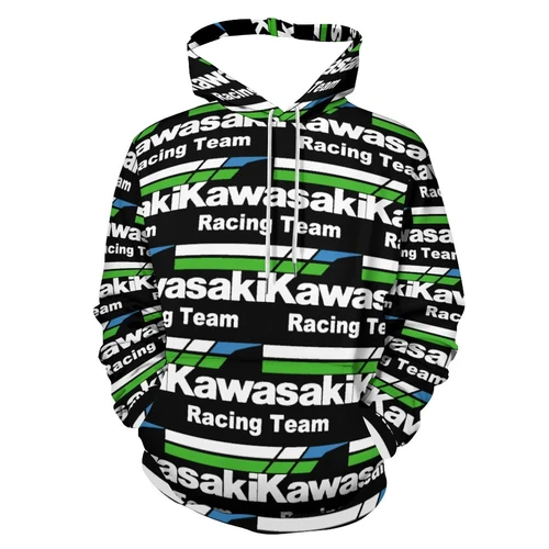 Imagen 2 del producto Kawasaki motocicleta impresión 3D primavera otoño 2024 nuevos hombres Sudadera con capucha mujeres sudadera Casual niños abrigo