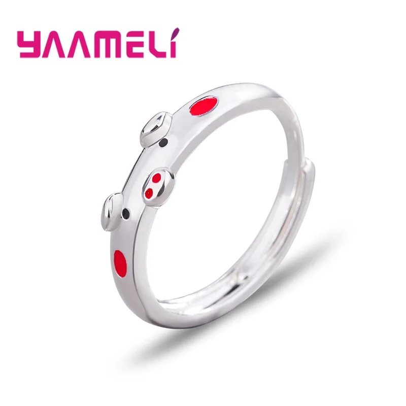 Stylish Female Cute Animal Ring Luxury 925 Sterling Silver Open Band Wedding Promise Adjustable Engagement Jewelry Hot Sale