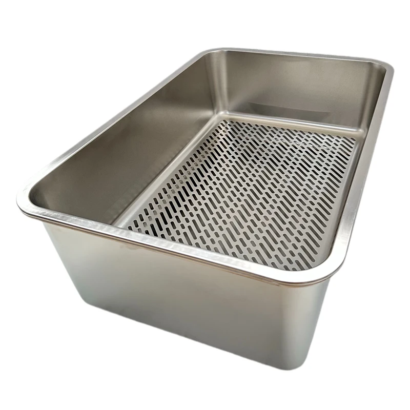 

Stainless steel cat litter box, with odor control, sand leakage prevention, easy cleaning drain tray,