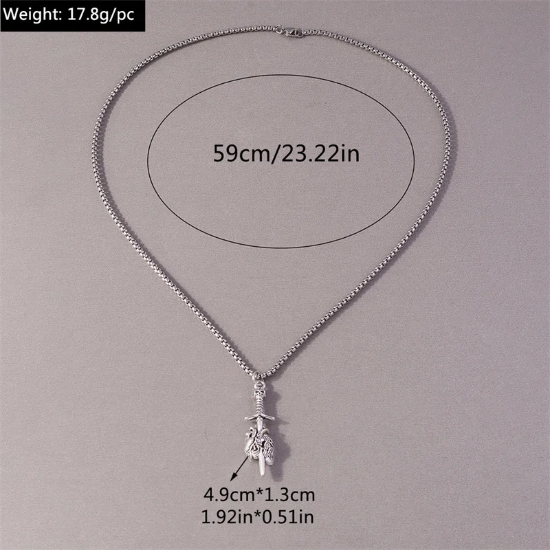 Aihua Steampunk Pfirsichherz-Anhänger Halskette für Damen und Herren, Einfache Popcorn-Kette Herz-Halskette, Modische Schmuck-Accessoires – Detail 16