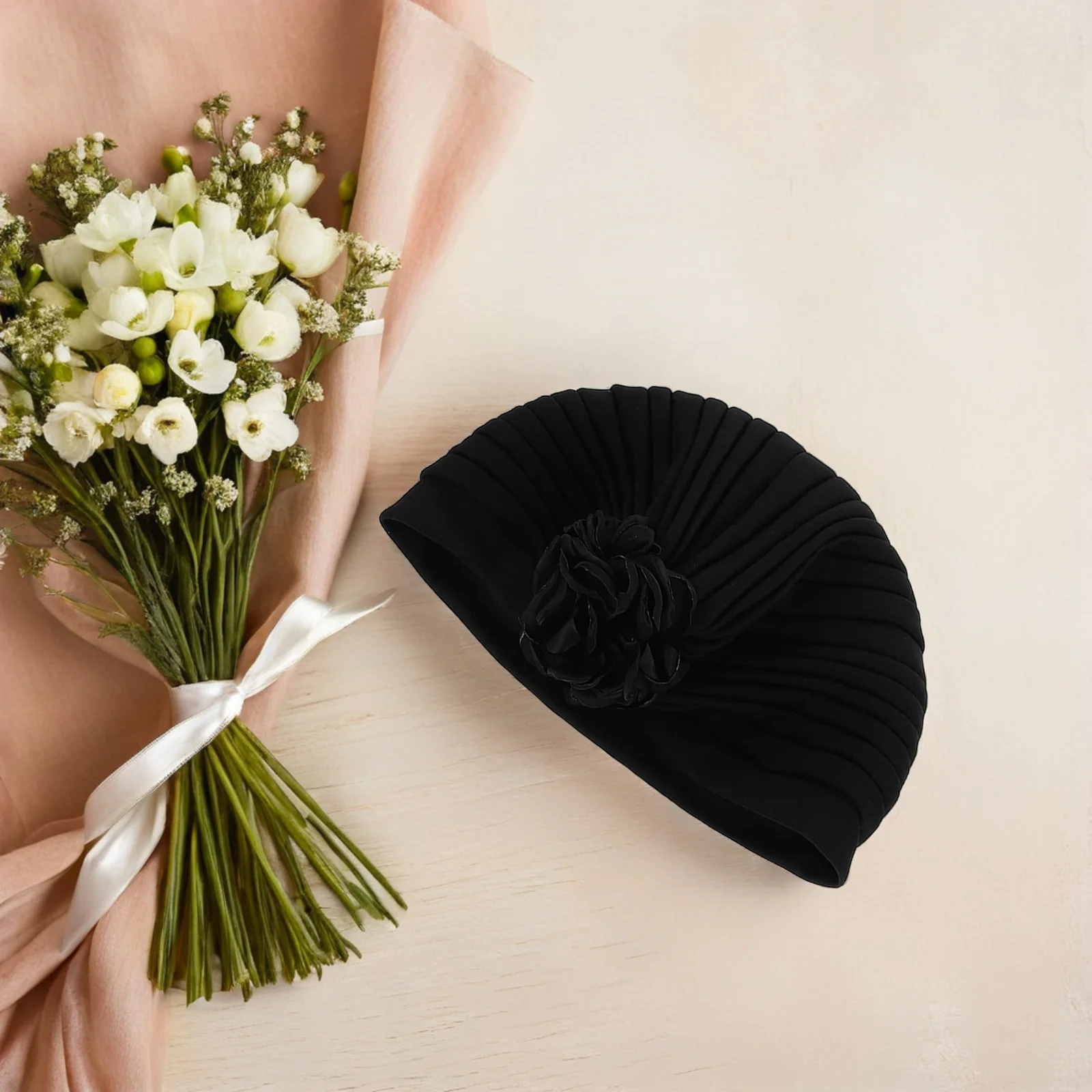 

3pcs Flower Headscarf Hat Women Ethnic Turban Bonnet Cap Sun Protection Hair Wrap for Daily Travel Hair Loss Beanie Cap