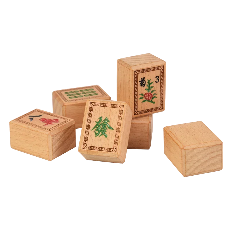 Mahjong solid wood beech  cards  sparrow high-end hand rubbing  sub-belt  storage box