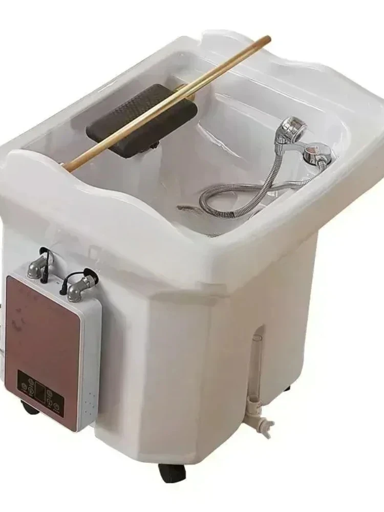 Head Therapy Water Circulation Bed Fumigation Spa Machine Beauty Barber Shop Movable with Tank Shampoo Basin