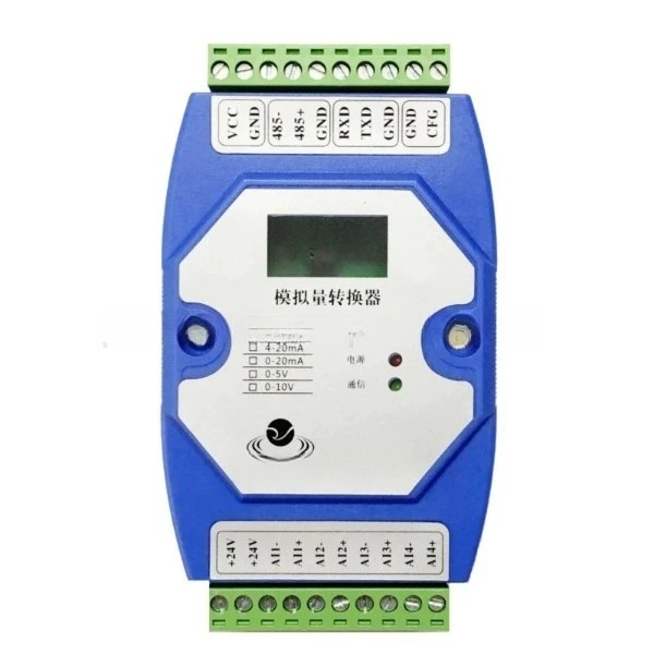 4 Channels Analog Input Acquisition Module 4-20mA 0-10V 0-5V To RS485 MODBUS-RTU DAQ, LED Display Optional
