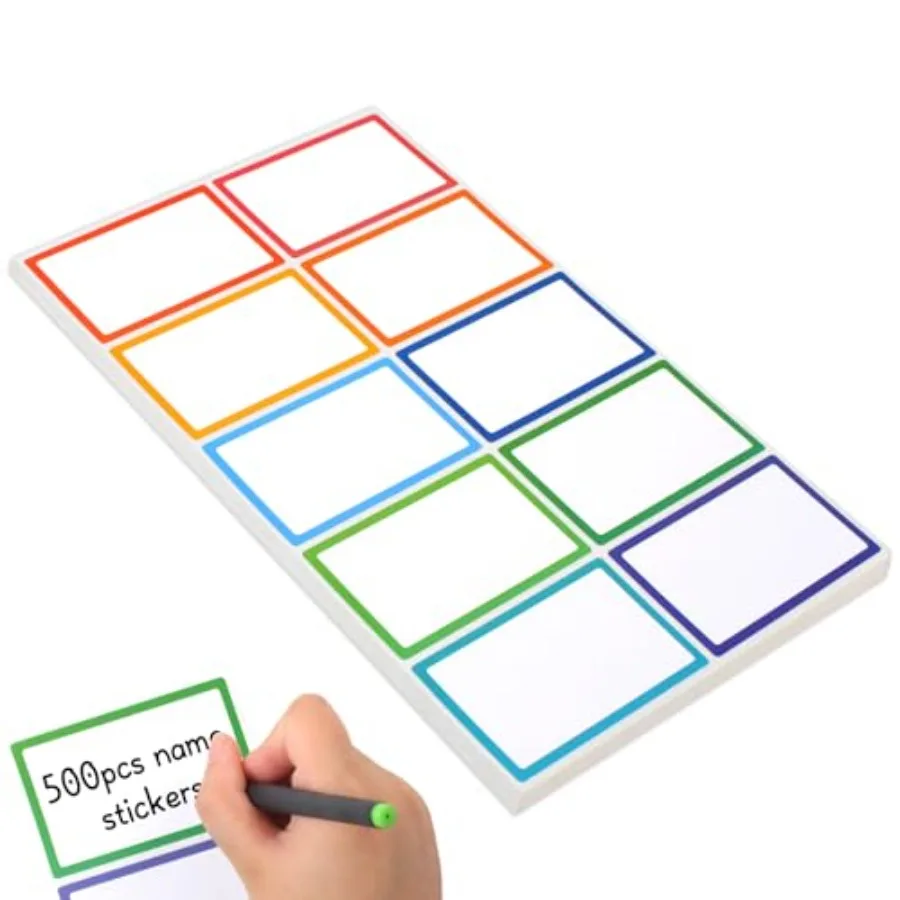 

500Pcs Name Labels, 3.5x2.25 inch Blank Nametags, Sticky Name Tags for Whiteboards Locker Fridge School Office Home 10 Colors