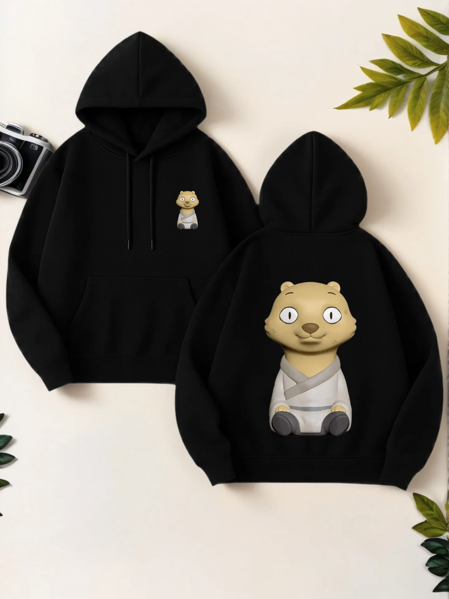 

Толстовка с рисунком, мультяшный принт, милая эстетика, на флисовой подкладке, повседневная повседневная одежда, для подростков