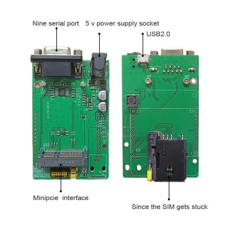 MINIPCIE to serial RS232 development board, mirco USB to minipcie