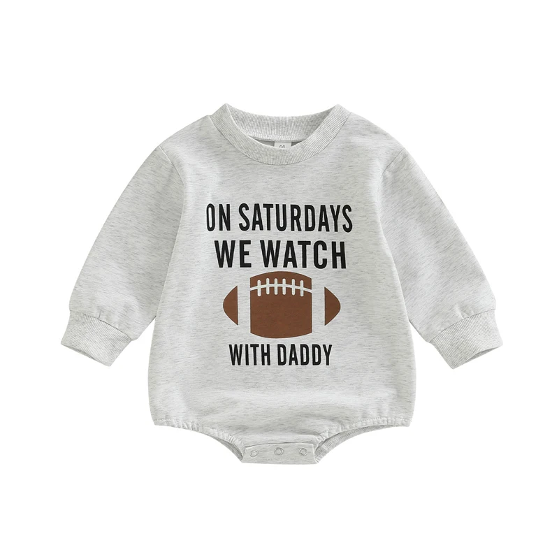 Fall Spring Baby Boy Girl Clothes Long Sleeve Letter Printed Sweatshirt Romper Crewneck Oversized Bodysuit Playsuits Outfit