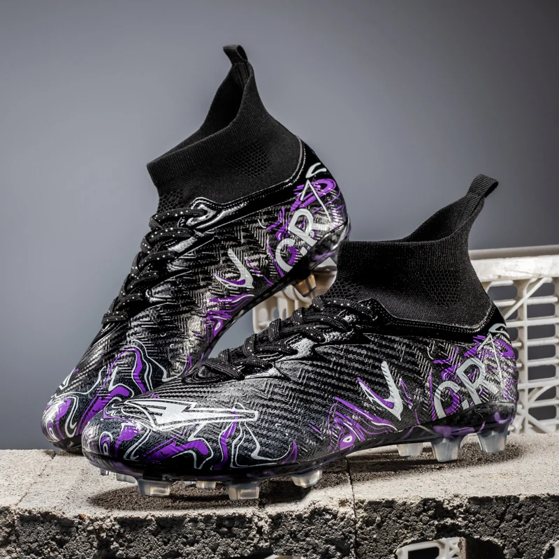 

New Men Soccer Shoes Training Boys Outdoor Sport Football Boots Adult Long Spikes Non Slip Cleats Breathable Match Comfortable