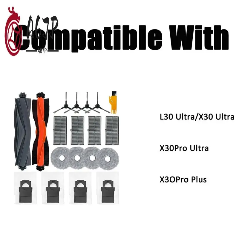 

A67P-Сменный набор для пылесоса Dreame X30 Ultra/L30 Ultra/X30 Pro Ultra/X30 Pro Plus, основные щетки, фильтры, мешки для пыли