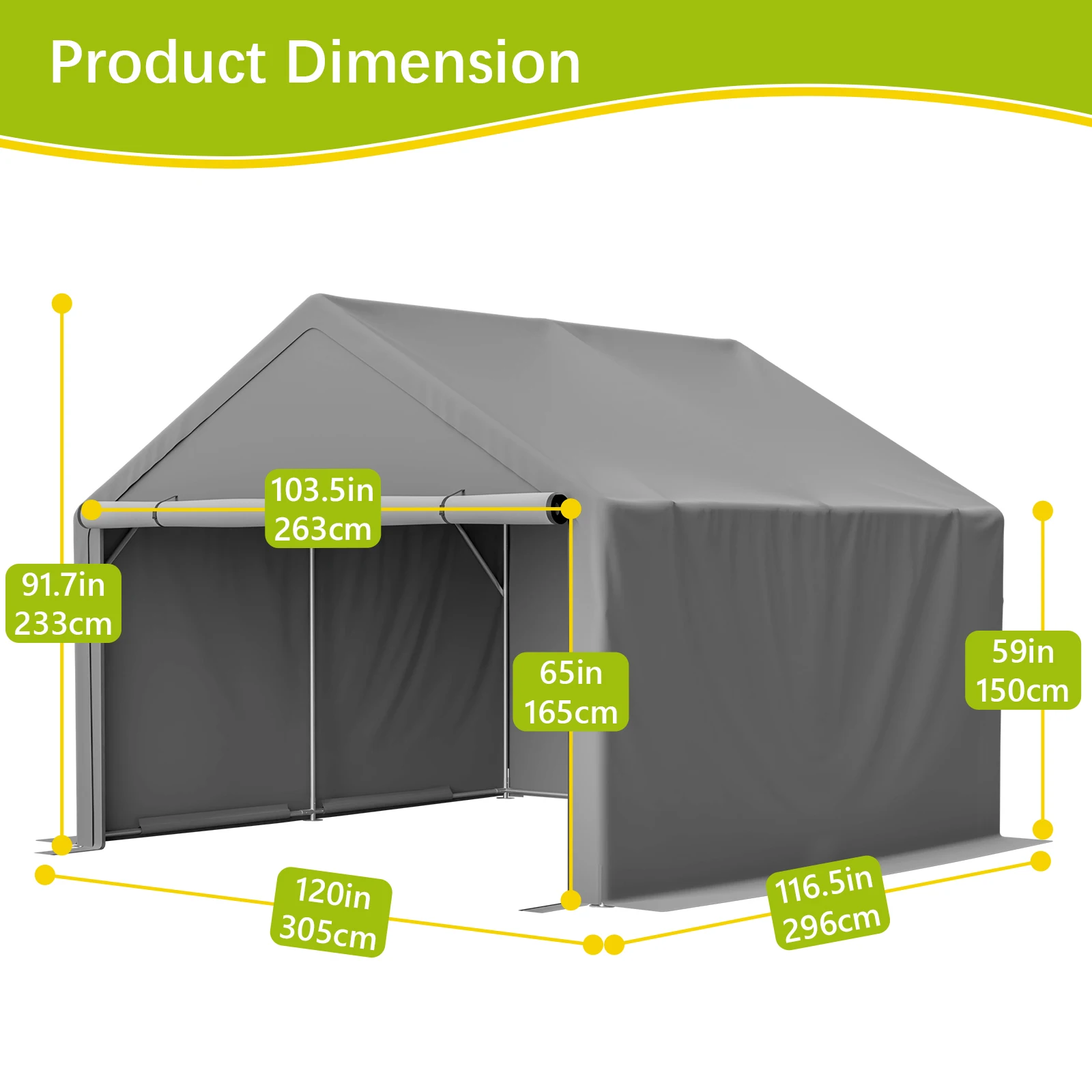 10x10 FT Galvanized Metal Outdoor Garden Shed, Reinforced Windproof Frame Anti-Rust Storage Building, Long Lasting Sturdy Tool Storage for Backyard Lawn Patio