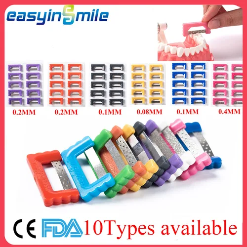 Easyinsmile-tiras de reducción interproximal de ortodoncia Dental, sierras esmaltadas IPR IR, tiras de pulido, herramienta de dentista de 10 tamaños