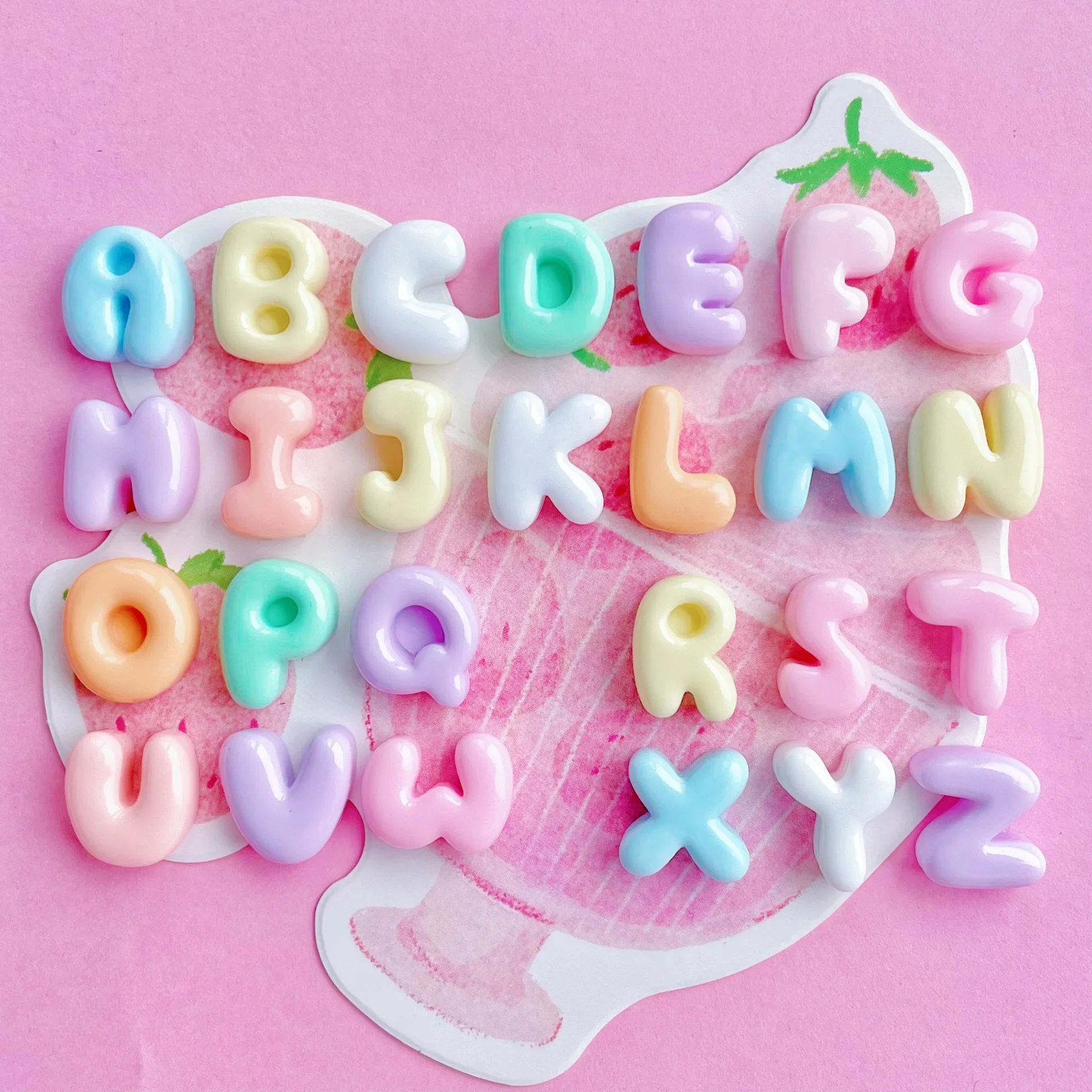 100pcs Single choice 26 English letters mini small resin accessories letter cream glue hair clip phone case accessories material