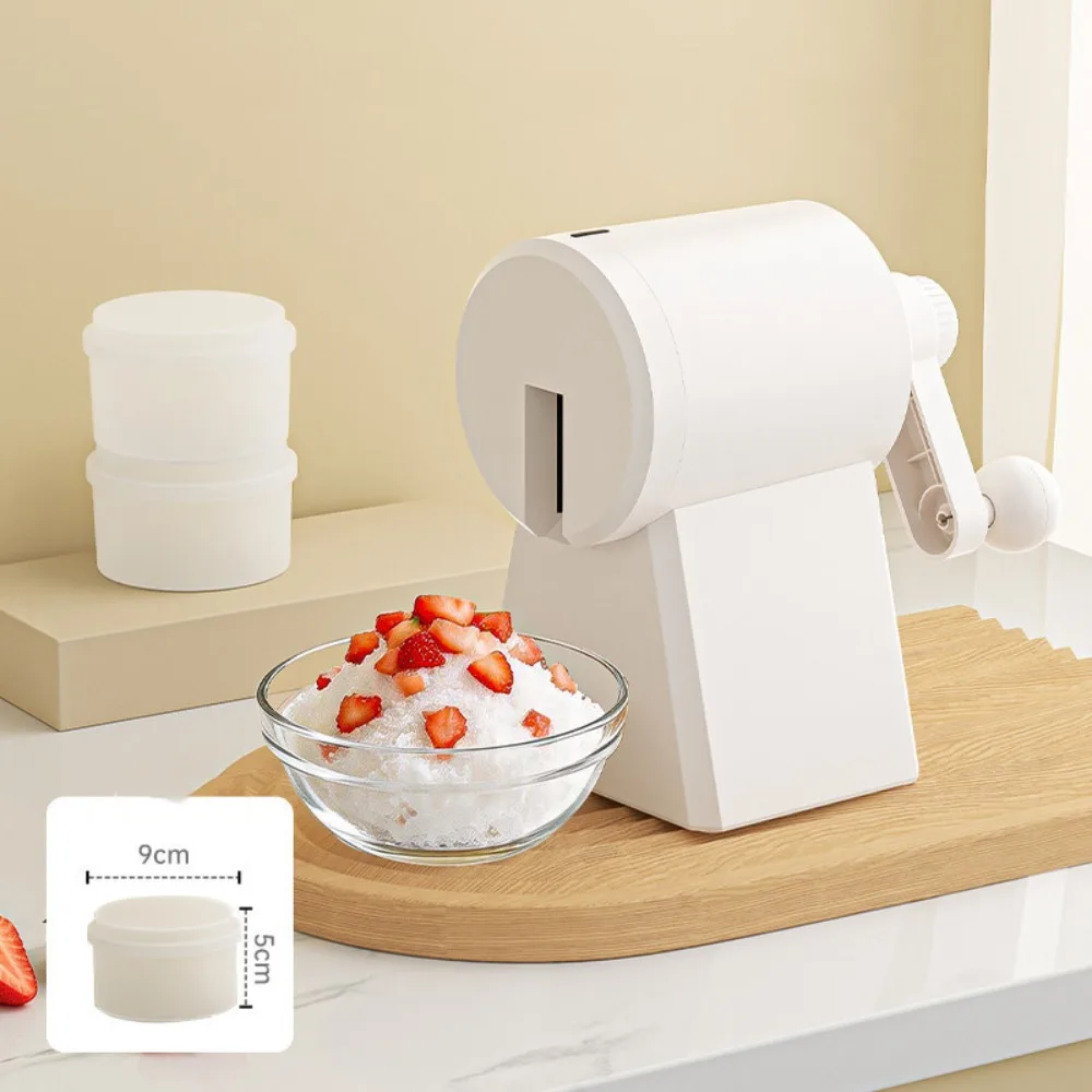 Portable Hand-Cranked Shaved Ice Machine Labor Saving Plastic Manual Ice Maker with Ice Box Smoothie Machine Summer Treats