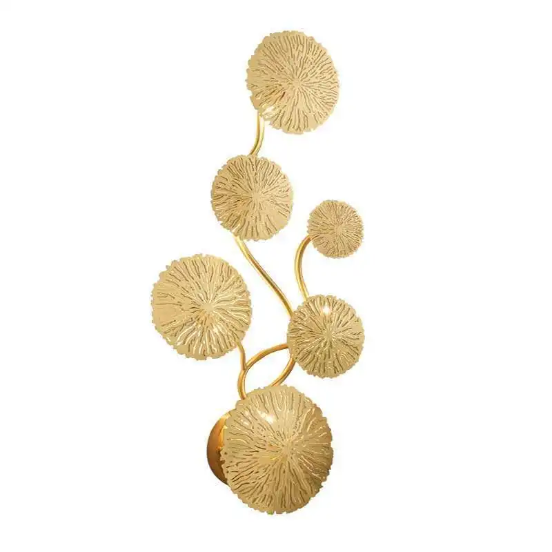 Imagem -06 - Ouro Led Lotus Folha Wall Lamps Luz de Cabeceira Loft Decor Luminária Sala de Estar Quarto Home Decor